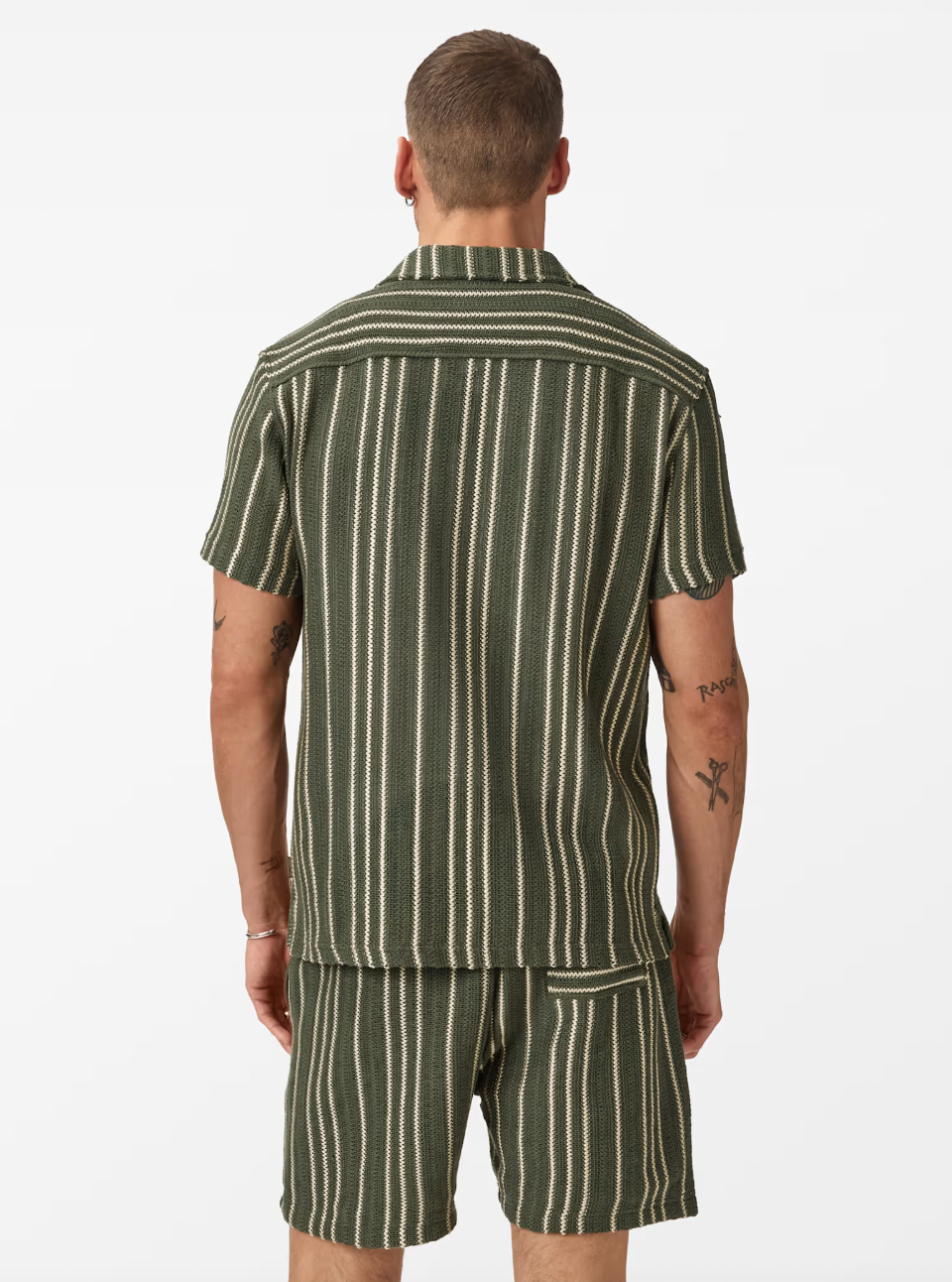 ELIAS STRIPE CAMP COLLAR SHIRT (MOSS) - JOHN VARVATOS