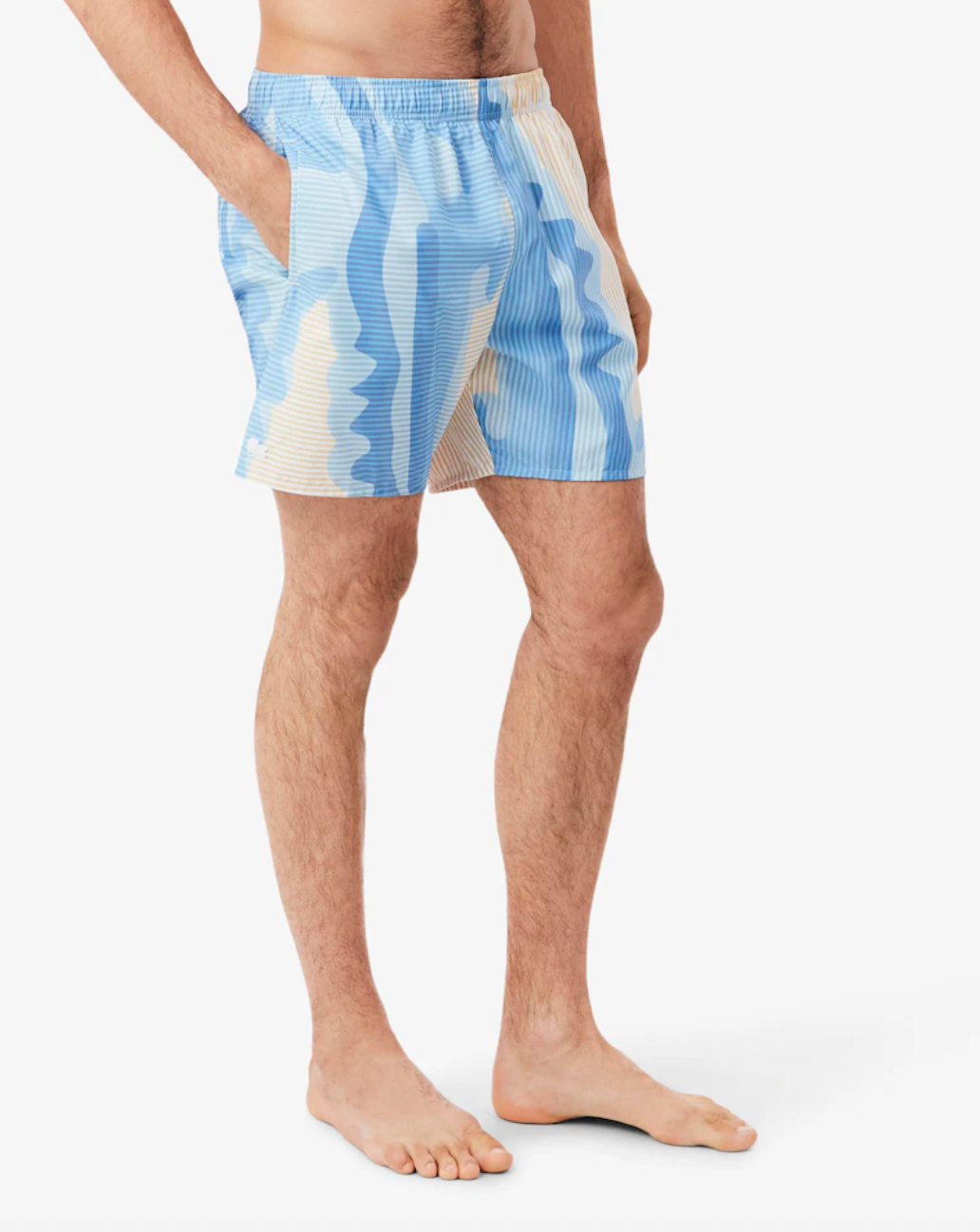 STRIPED SWIM TRUNKS (BEIGE) - LACOSTE