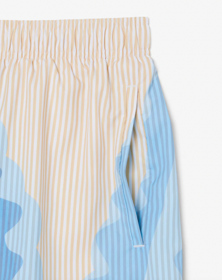 STRIPED SWIM TRUNKS (BEIGE) - LACOSTE