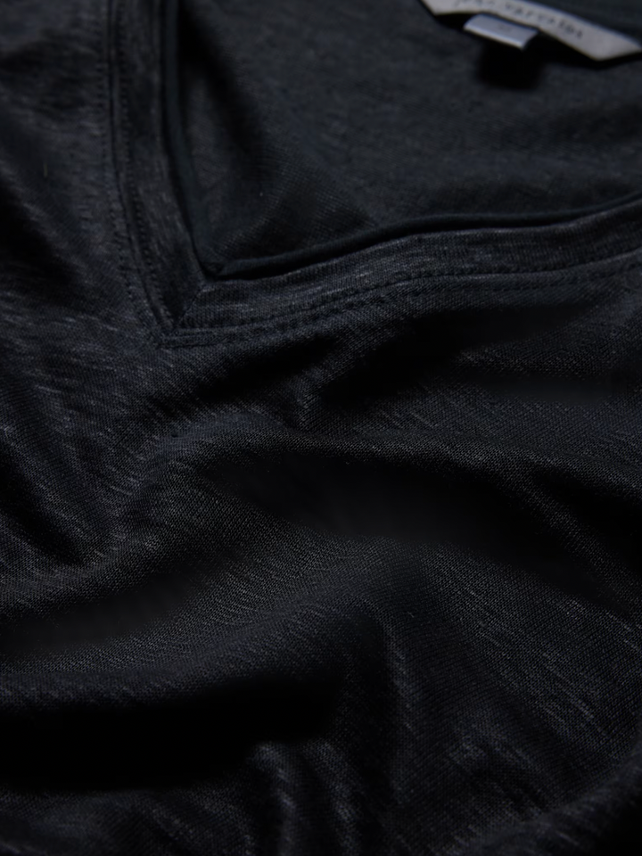 LINEN V-NECK T-SHIRT (BLACK) - JOHN VARVATOS