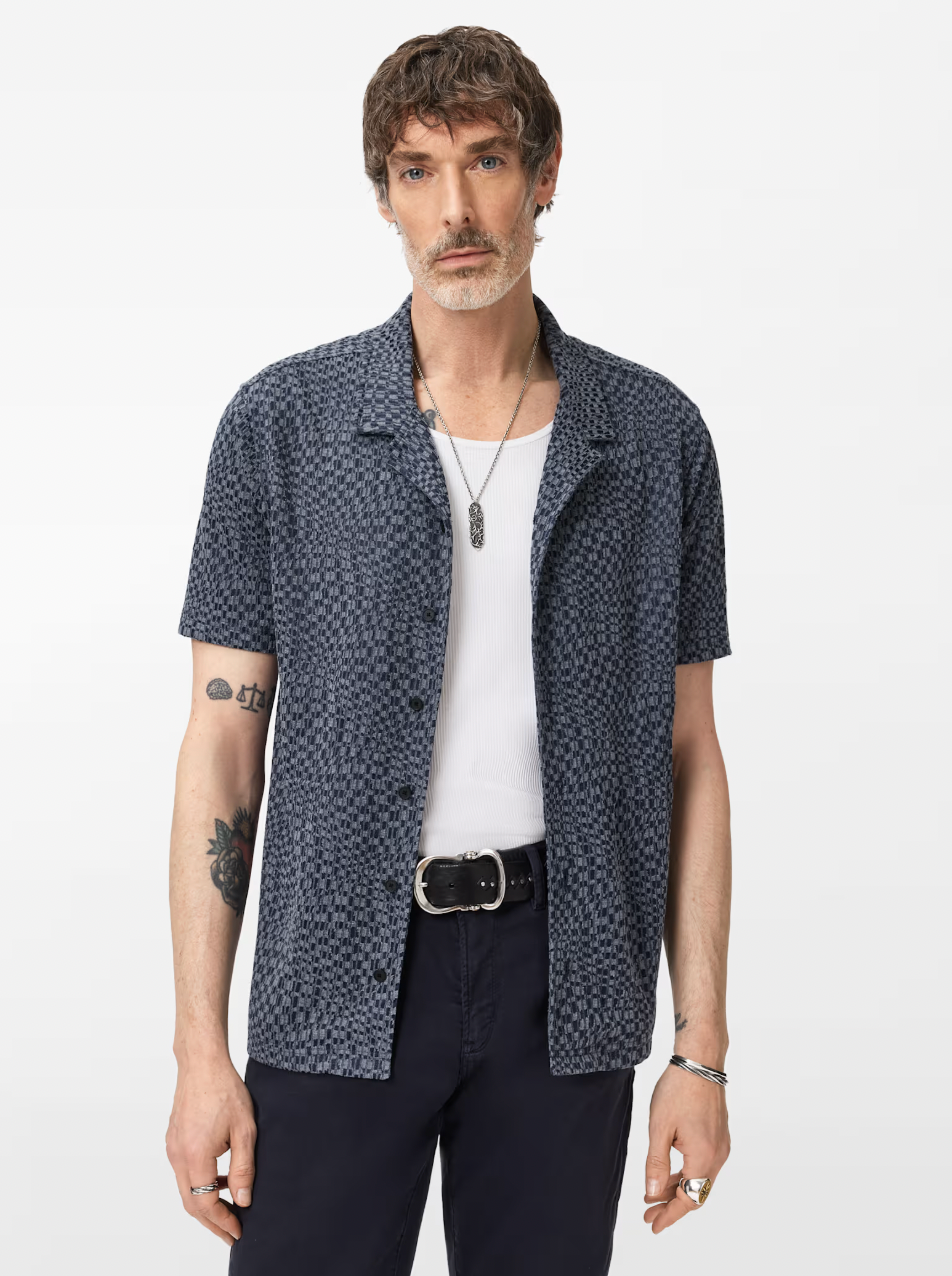 CILLIAN CAMP COLLAR SHIRT (DEEP BLUE) - JOHN VARVATOS