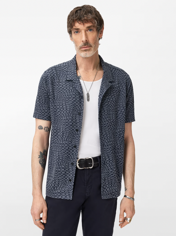 CILLIAN CAMP COLLAR SHIRT (DEEP BLUE) - JOHN VARVATOS