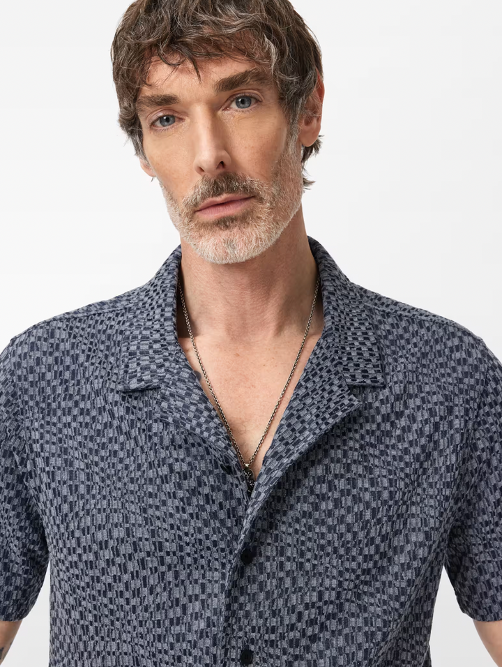 CILLIAN CAMP COLLAR SHIRT (DEEP BLUE) - JOHN VARVATOS