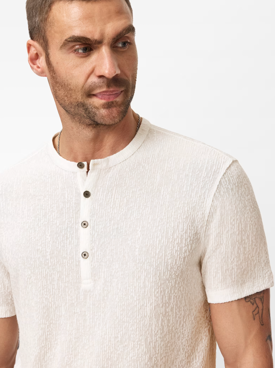 EGON SS TEXTURED HENLEY (WHITE) - JOHN VARVATOS