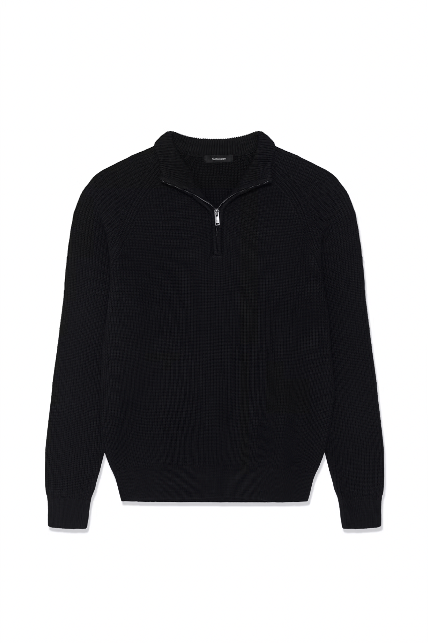 MAHELLSON 1/4 ZIP SWEATER (BLACK) - MATINIQUE
