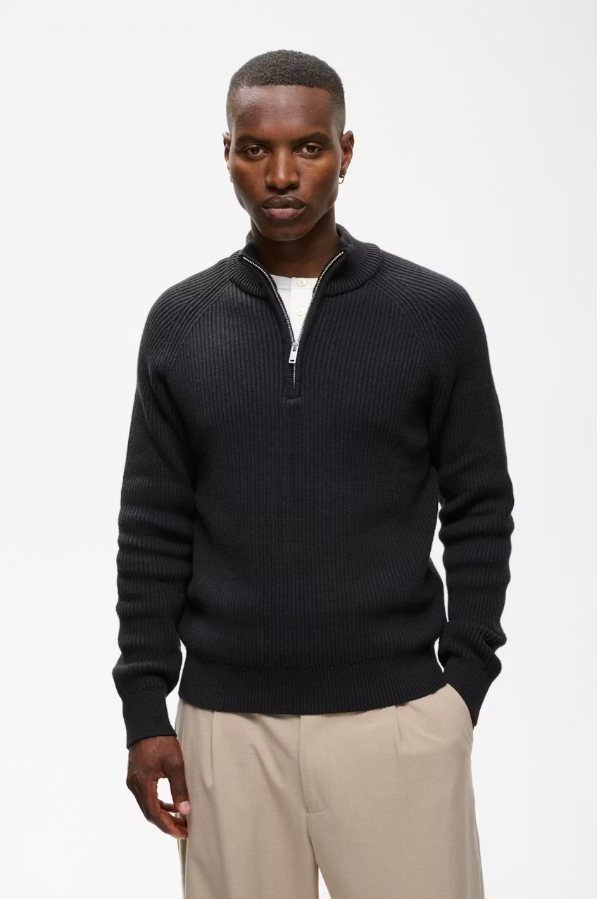 MAHELLSON 1/4 ZIP SWEATER (BLACK) - MATINIQUE