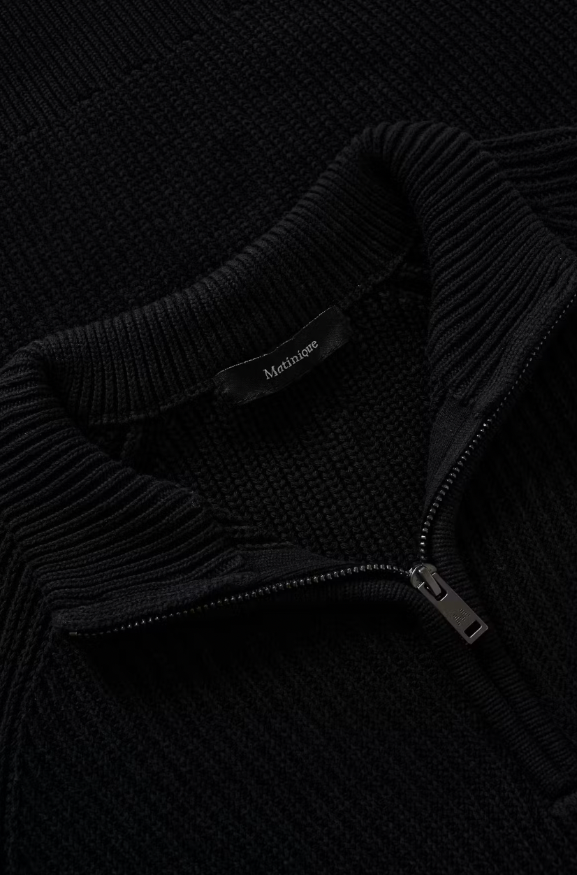MAHELLSON 1/4 ZIP SWEATER (BLACK) - MATINIQUE