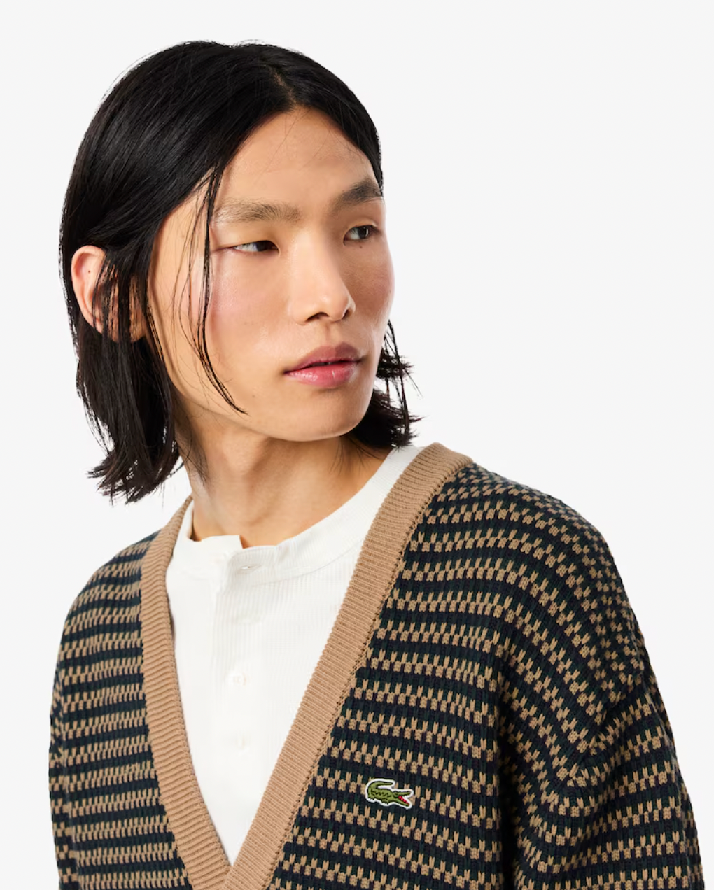 KNIT CARDIGAN (NAVY MIX) - LACOSTE