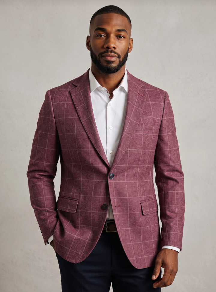 SHERWOOD WINDOWPANE BLAZER (RED) - 7 DOWNIE