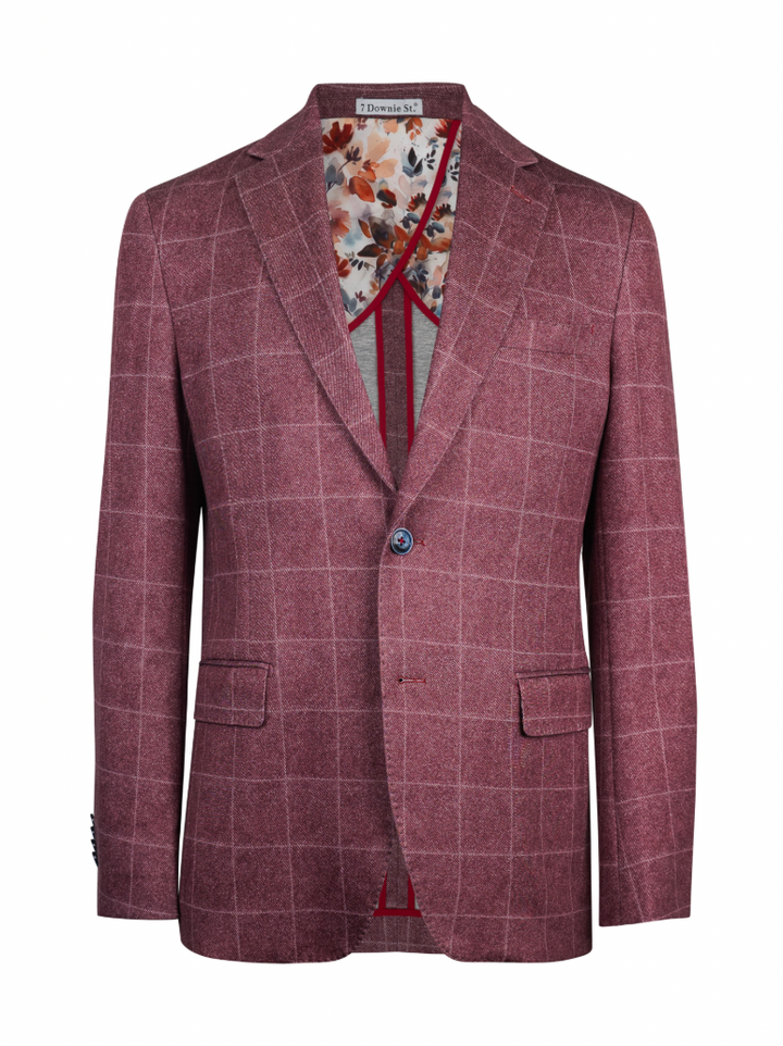 SHERWOOD WINDOWPANE BLAZER (RED) - 7 DOWNIE