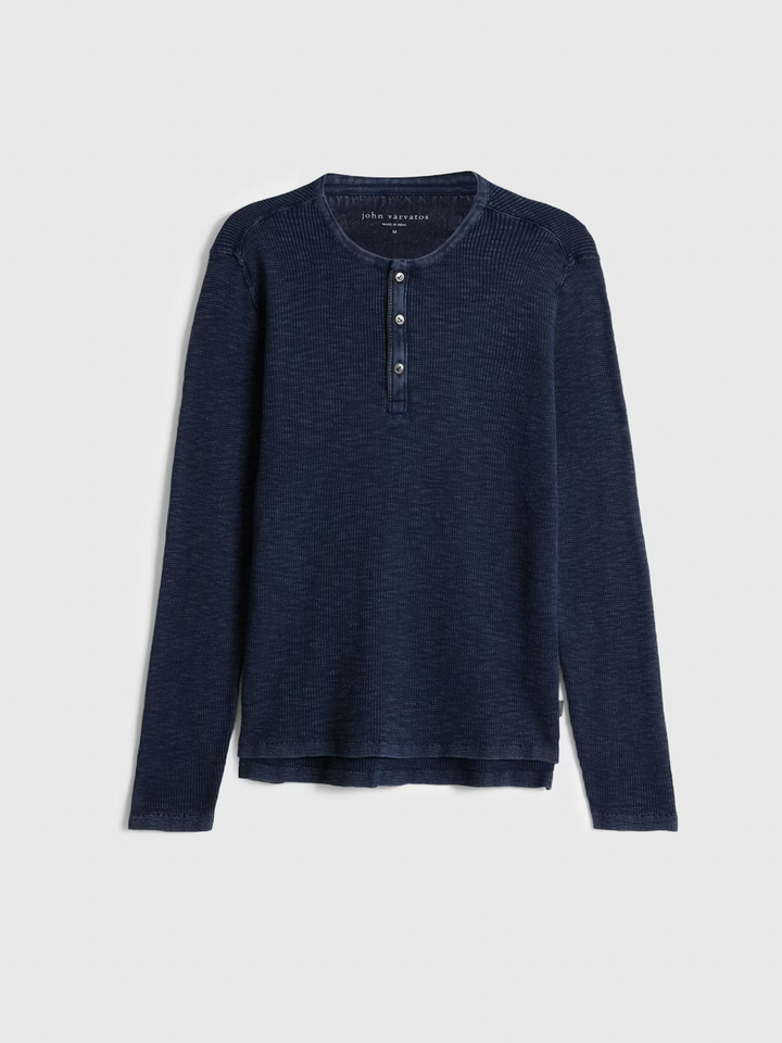 MEMPHIS WAFFLE HENLEY (NAVY) - JOHN VARVATOS