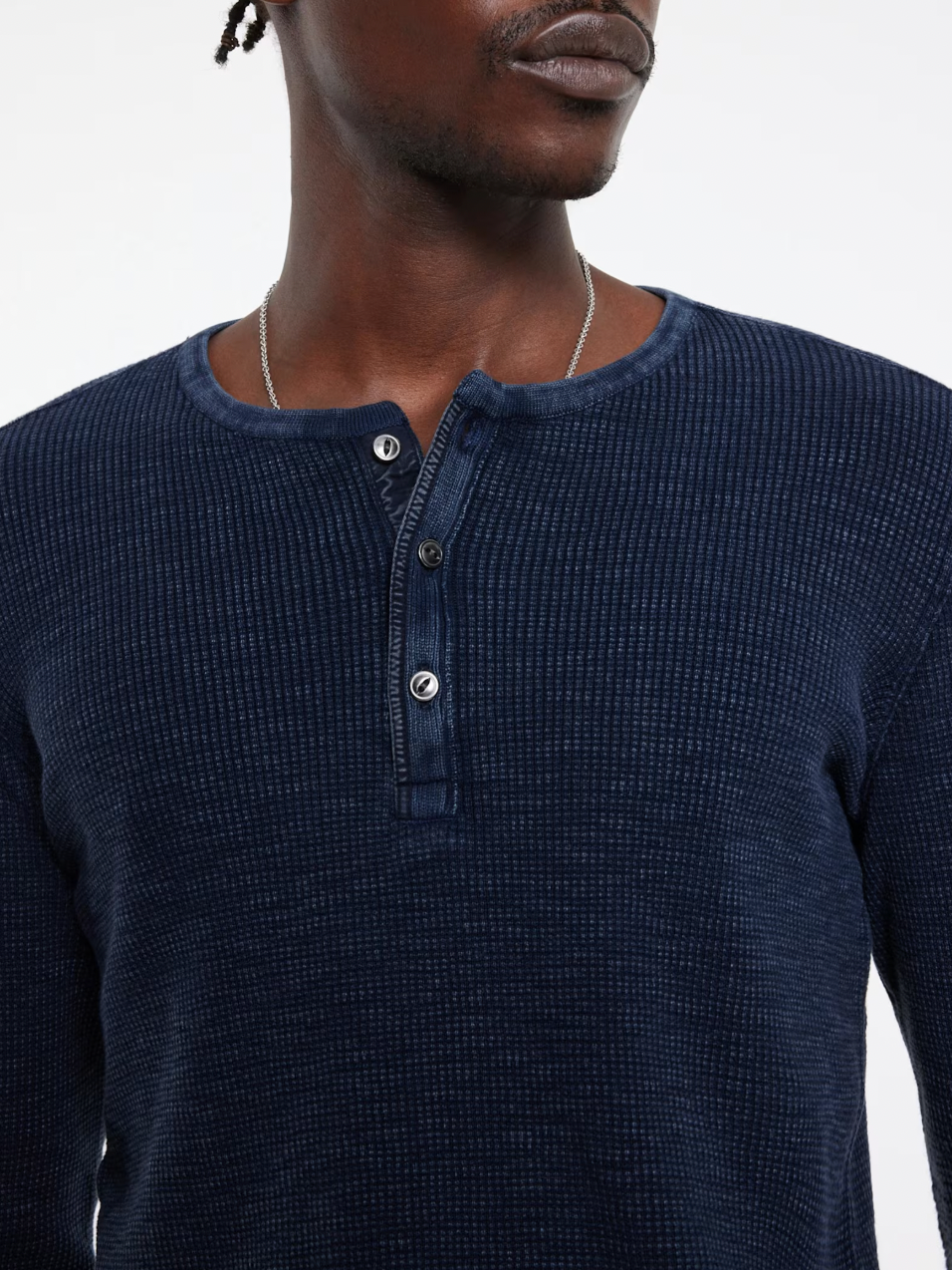 MEMPHIS WAFFLE HENLEY (NAVY) - JOHN VARVATOS