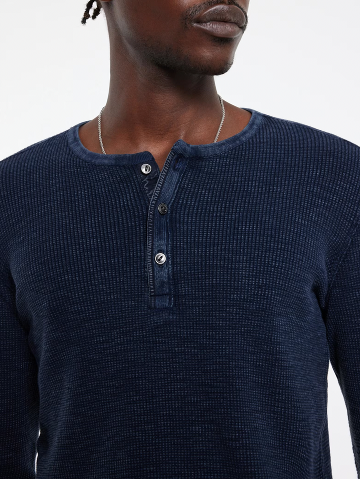MEMPHIS WAFFLE HENLEY (NAVY) - JOHN VARVATOS