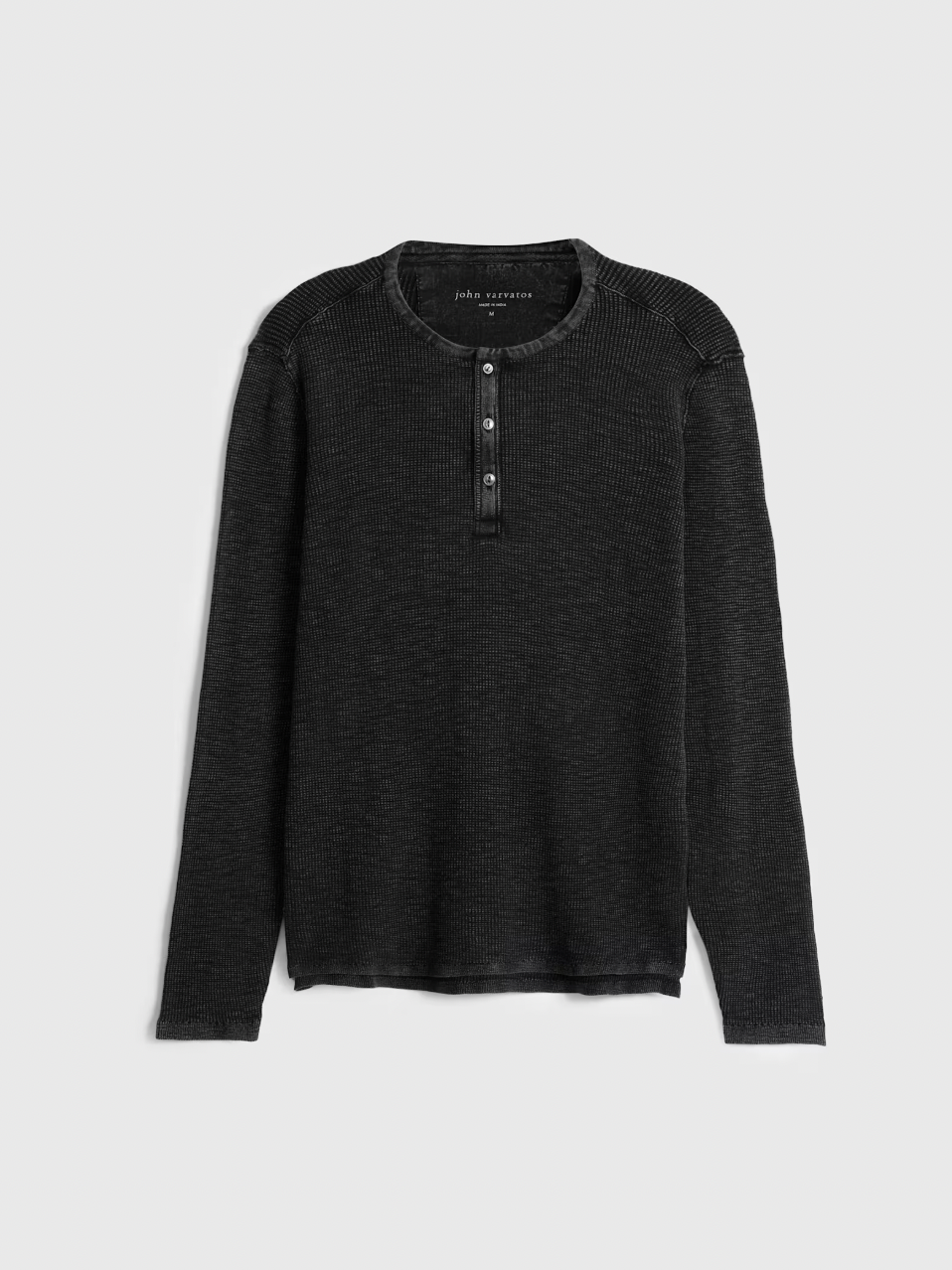 MEMPHIS WAFFLE HENLEY (BLACK) - JOHN VARVATOS