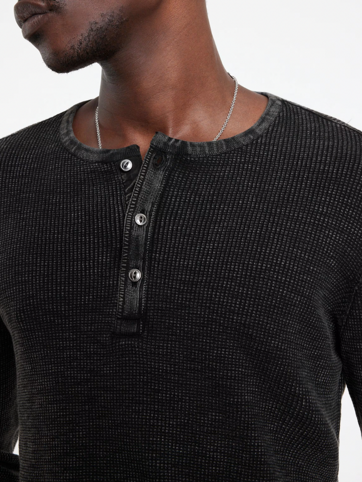MEMPHIS WAFFLE HENLEY (BLACK) - JOHN VARVATOS