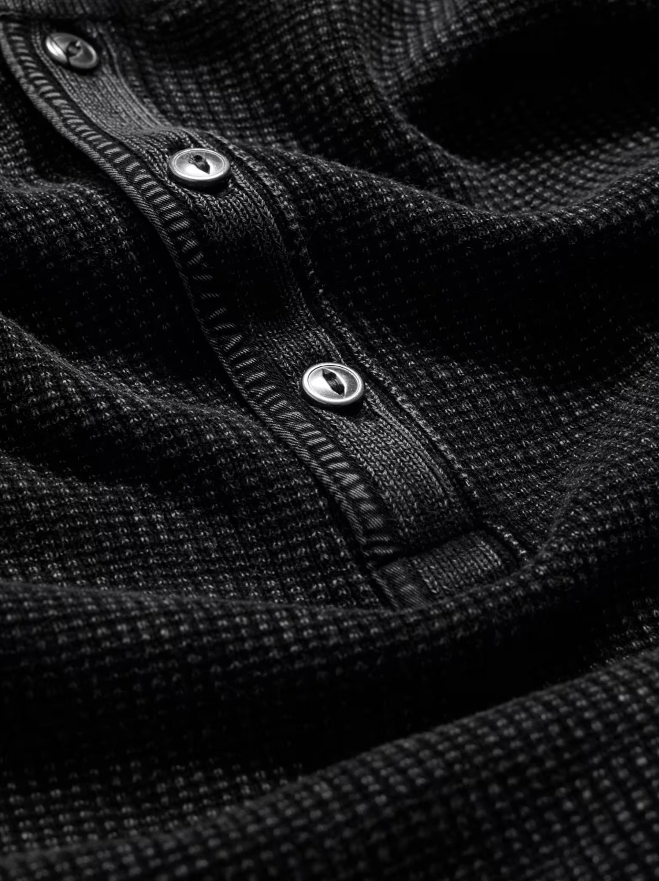 MEMPHIS WAFFLE HENLEY (BLACK) - JOHN VARVATOS