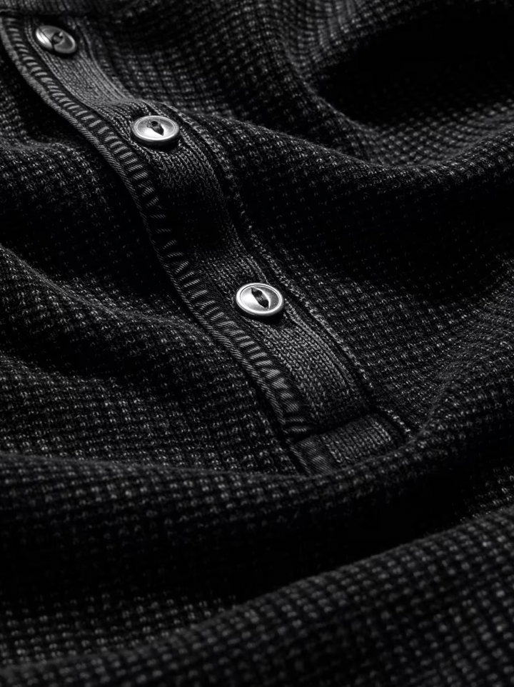 MEMPHIS WAFFLE HENLEY (BLACK) - JOHN VARVATOS
