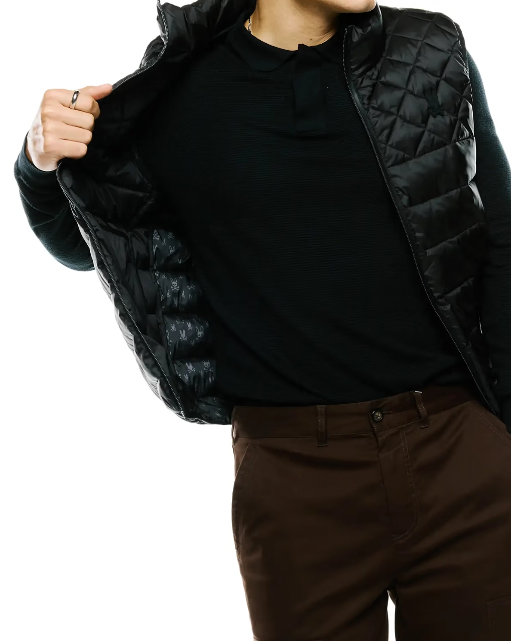 EMERIK QUILTED PUFFER VEST (BLACK) - PSYCHO BUNNY