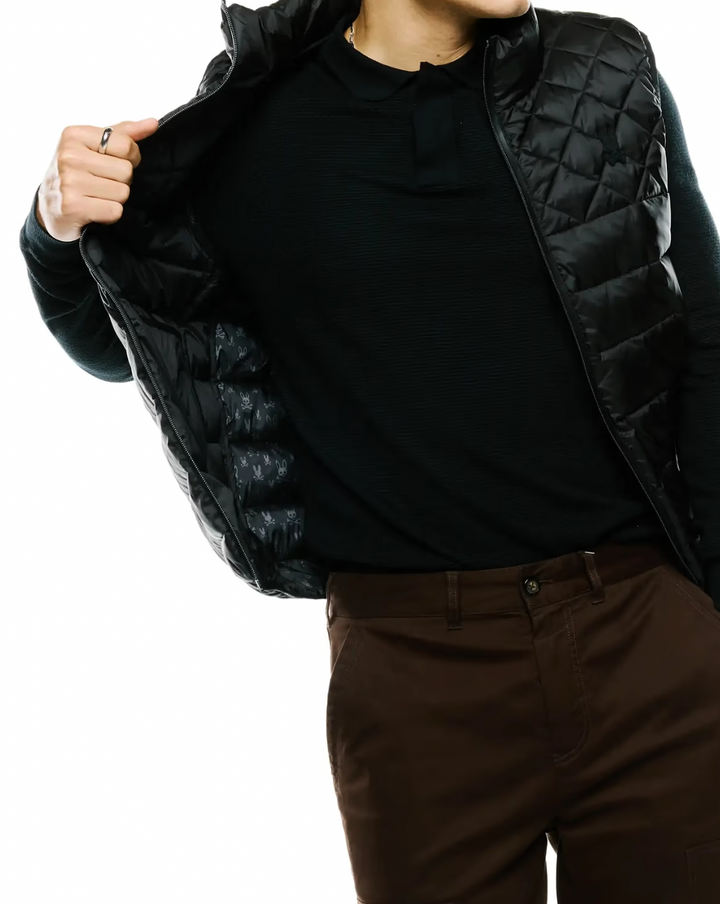 EMERIK QUILTED PUFFER VEST (BLACK) - PSYCHO BUNNY
