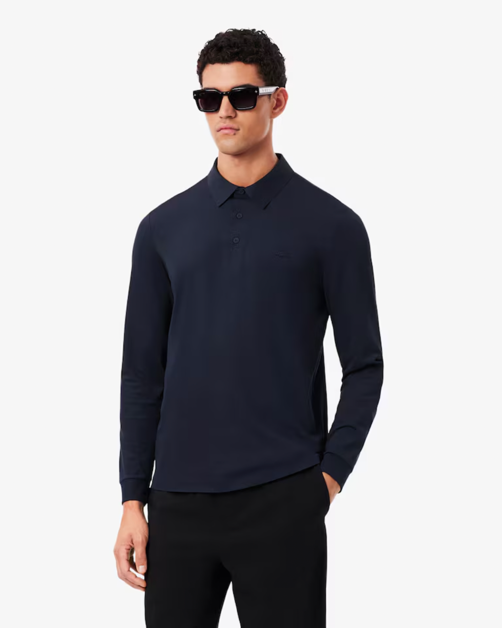 LONG SLEEVE COMMUTER POLO (NAVY) - LACOSTE