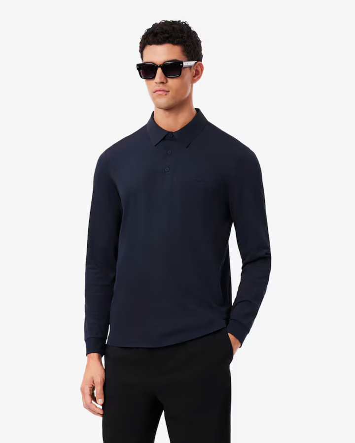 LONG SLEEVE COMMUTER POLO (NAVY) - LACOSTE