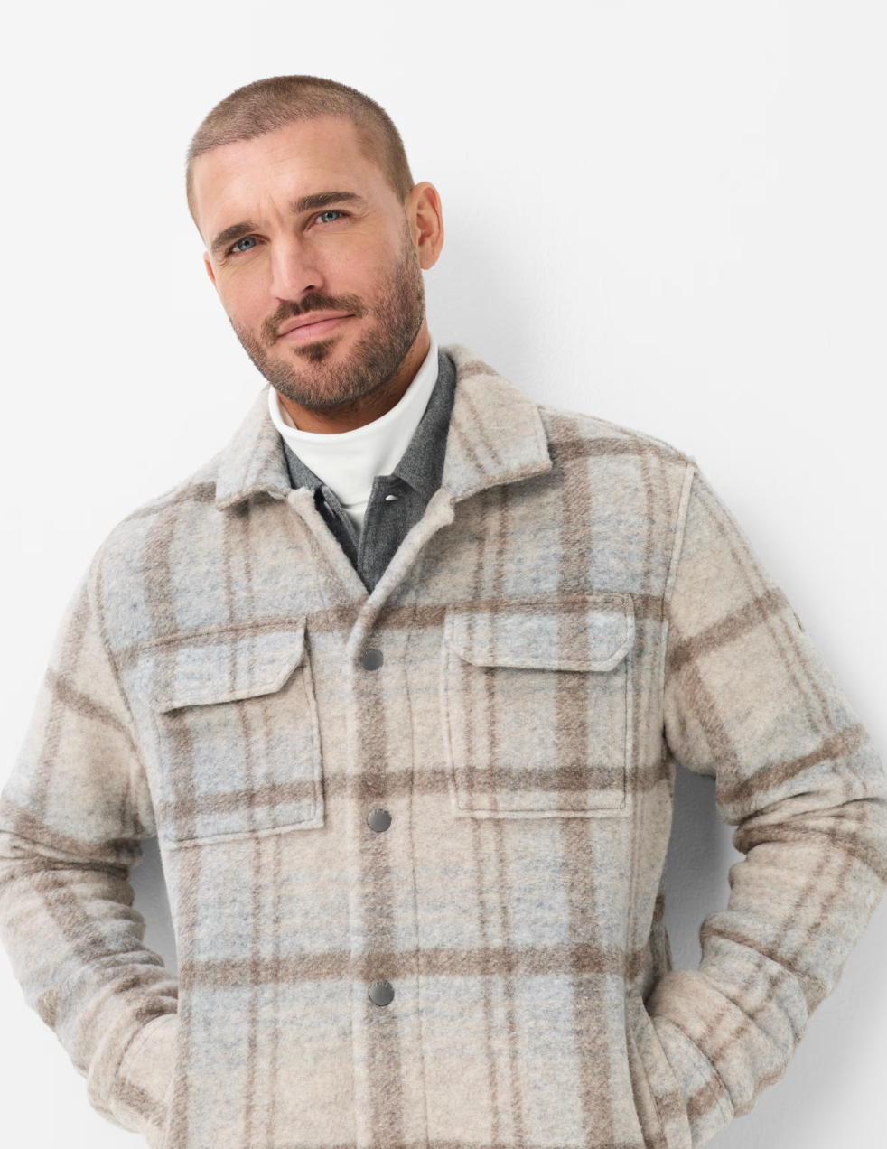 SANTIAGO WOOL OVERSHIRT (BROWN) - BRAX