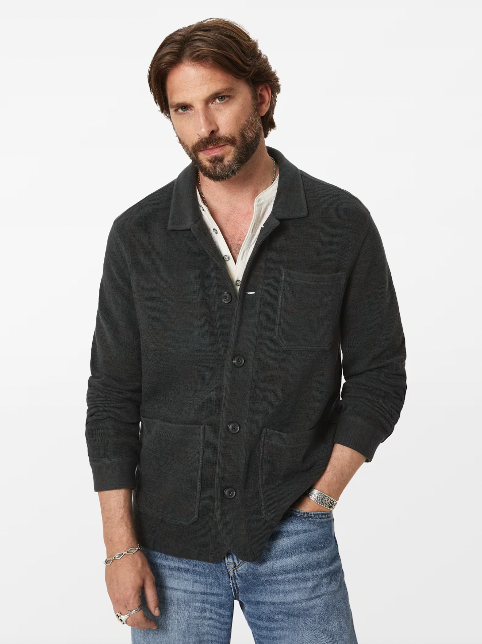 EDMUNDS CHENILLE CHORE JACKET (CARBON) - JOHN VARVATOS
