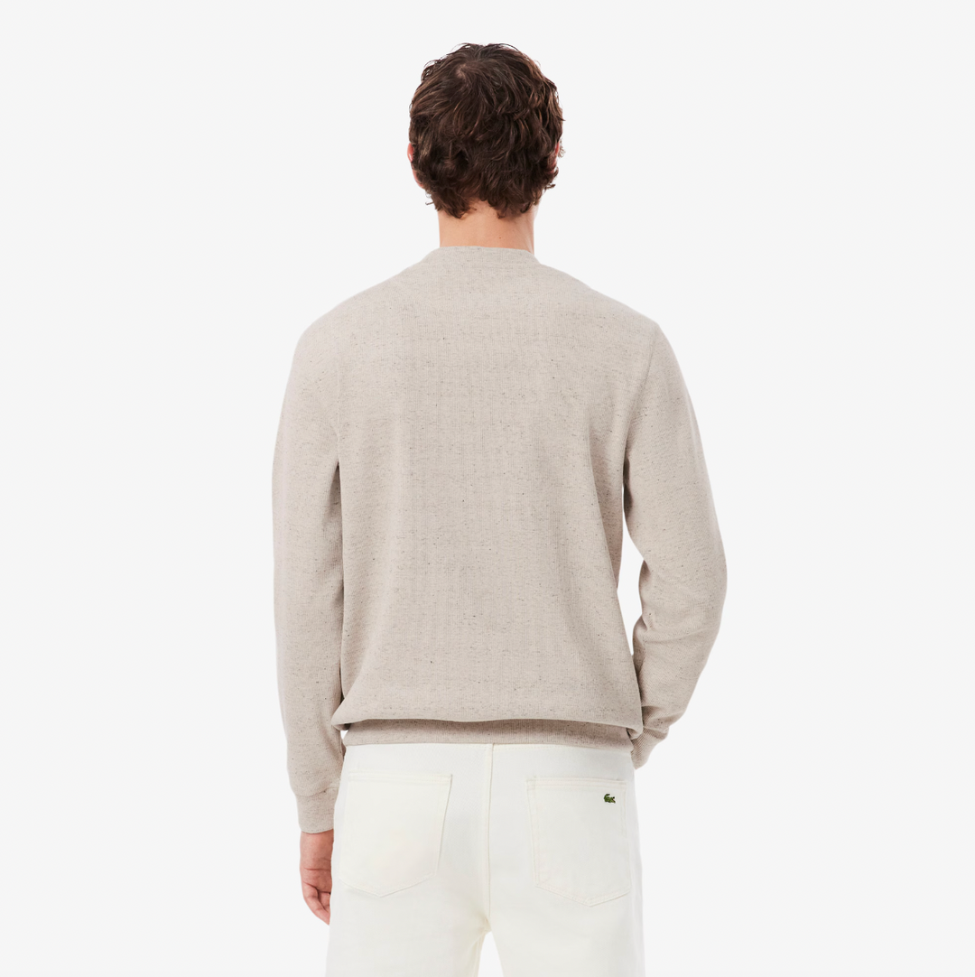KNIT HENLEY SWEATER (LIGHT GREY) - LACOSTE