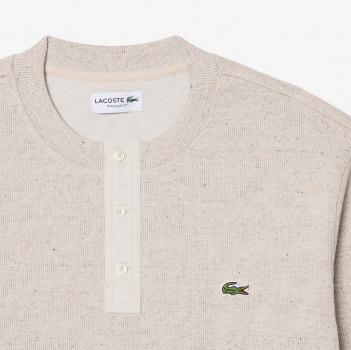 KNIT HENLEY SWEATER (LIGHT GREY) - LACOSTE