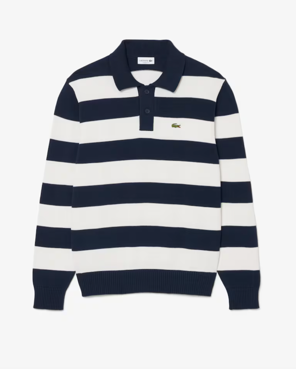 STRIPED L/S SWEATER POLO (NAVY) - LACOSTE