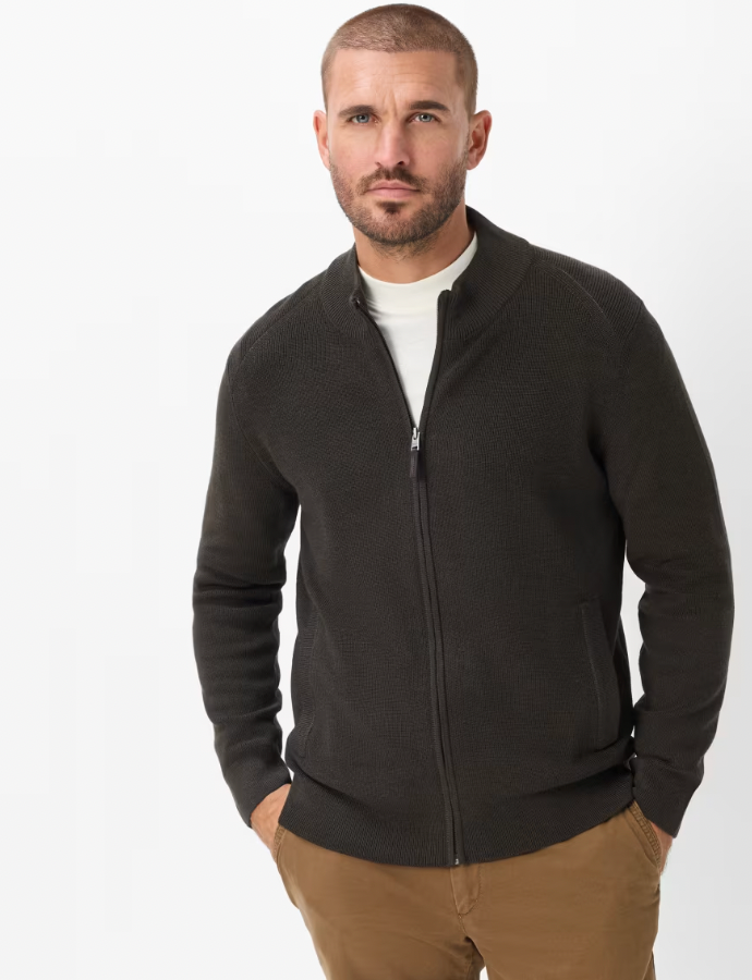JOHN FULL ZIP SWEATER (CHOCOLATE) - BRAX