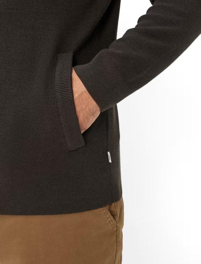 JOHN FULL ZIP SWEATER (CHOCOLATE) - BRAX