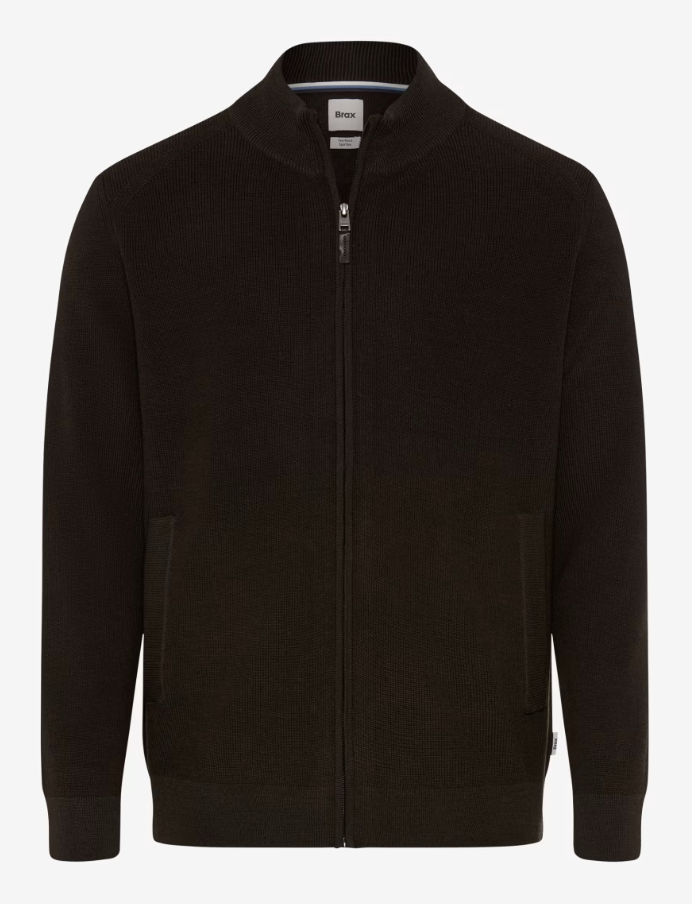 JOHN FULL ZIP SWEATER (CHOCOLATE) - BRAX