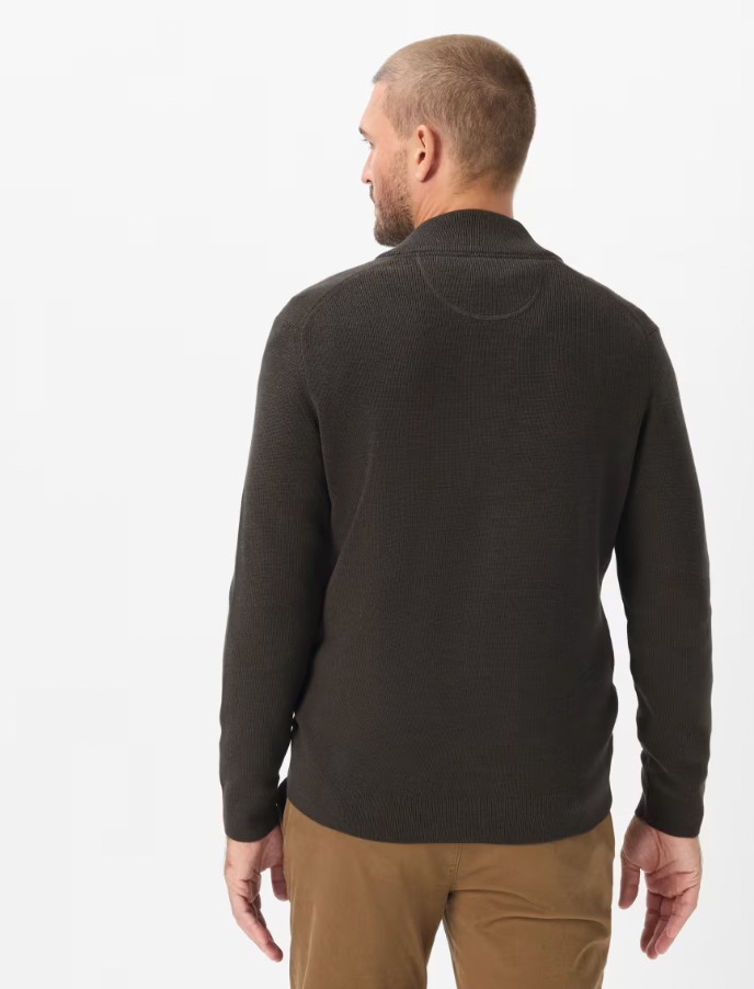 JOHN FULL ZIP SWEATER (CHOCOLATE) - BRAX