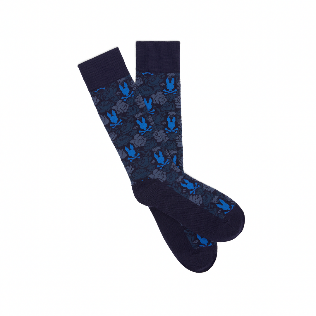 FLORAL BUNNY DRESS SOCK (EVENING BLUE) - PSYCHO BUNNY