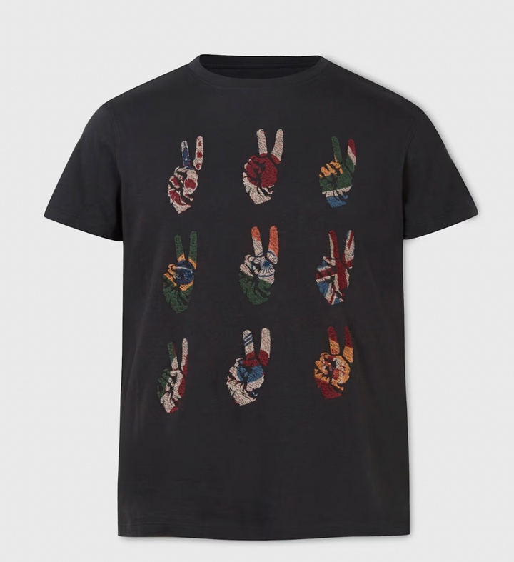 PEACE HAND GRAPHIC T-SHIRT (BLACK) - JOHN VARVATOS
