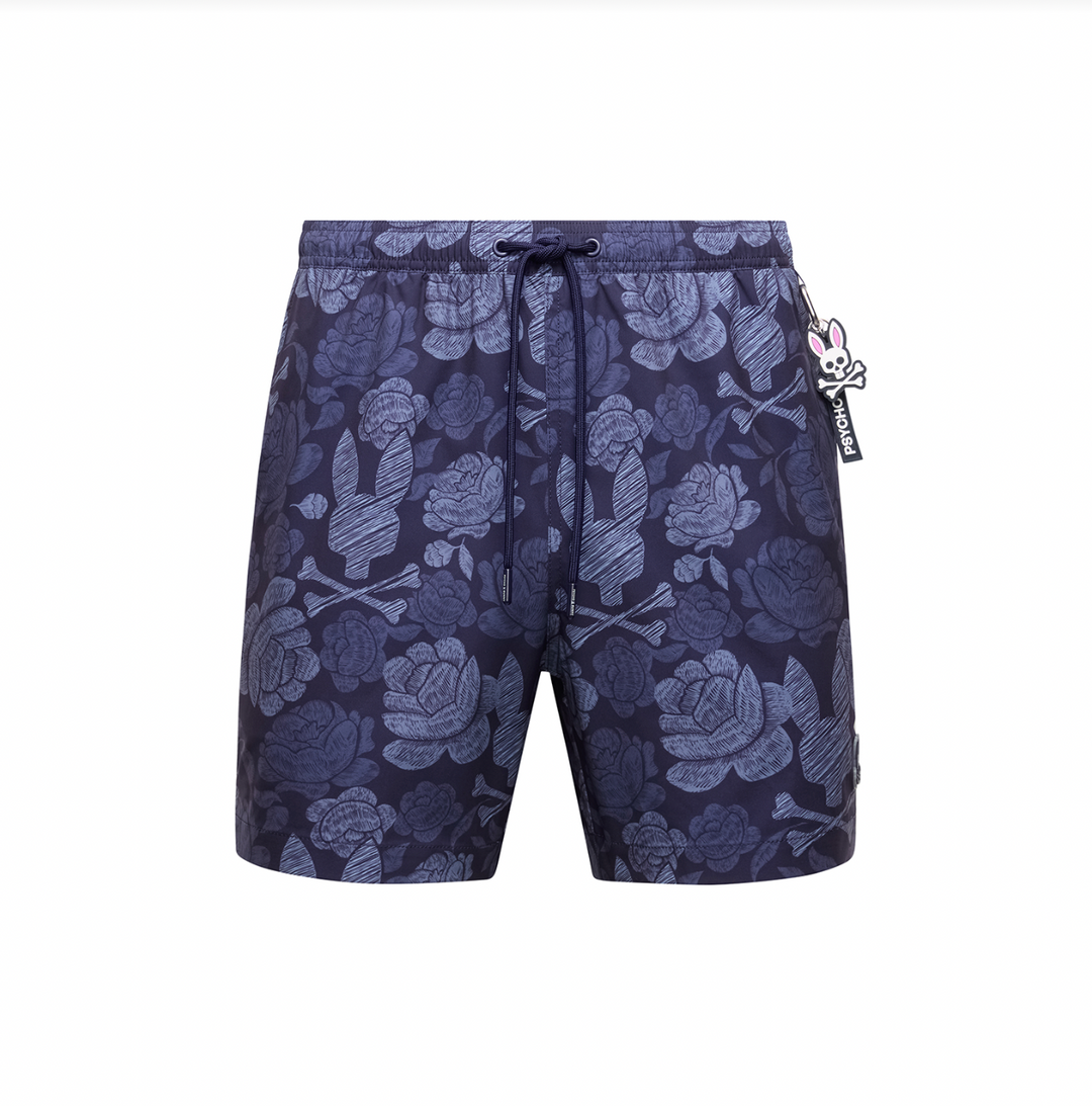 ROWEN PRINTED SWIM TRUNKS (BLUE) - PSYCHO BUNNY