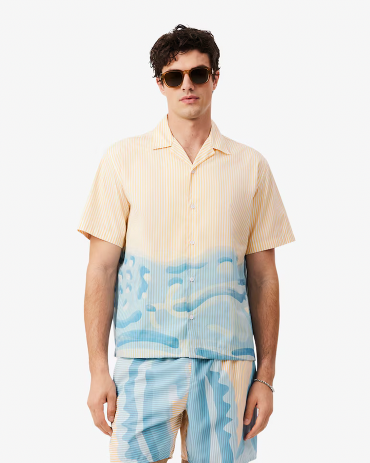 STRIPED CROCODILE SHIRT (BEIGE) - LACOSTE
