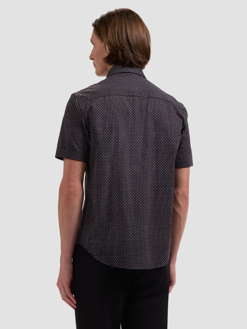 MILES SHORT SLEEVE SHIRT (BLACK/WHITE) - BUGATCHI