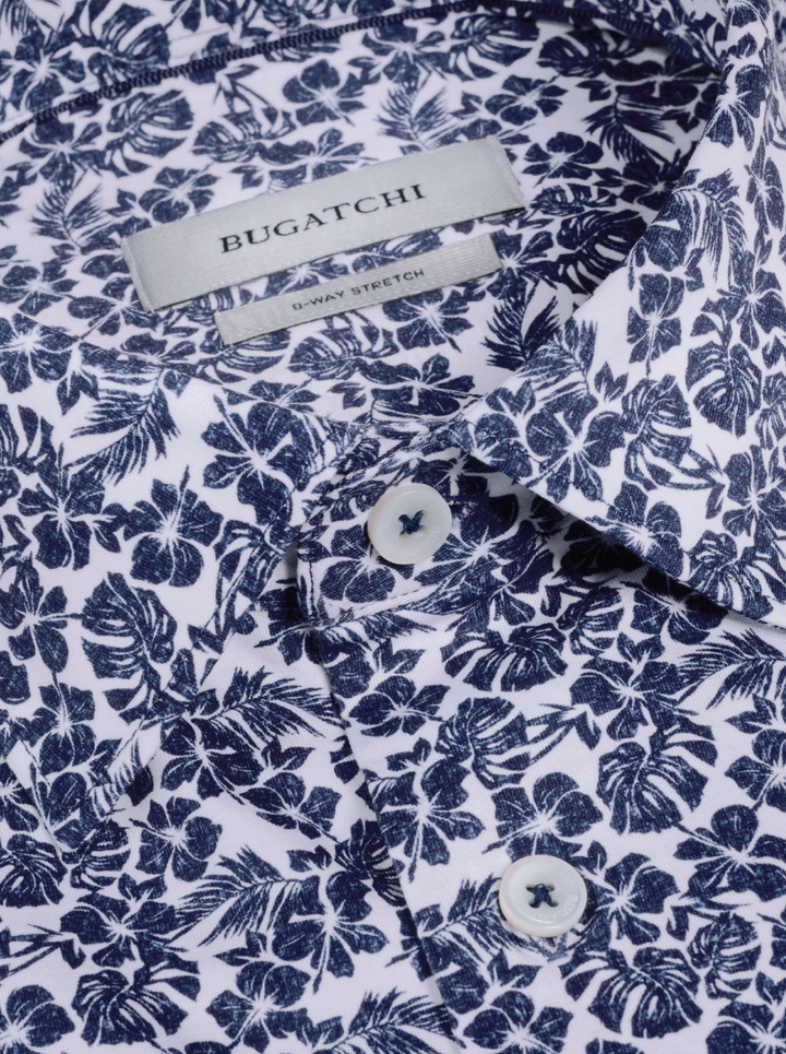 MILES SHORT SLEEVE SHIRT (NAVY) - BUGATCHI