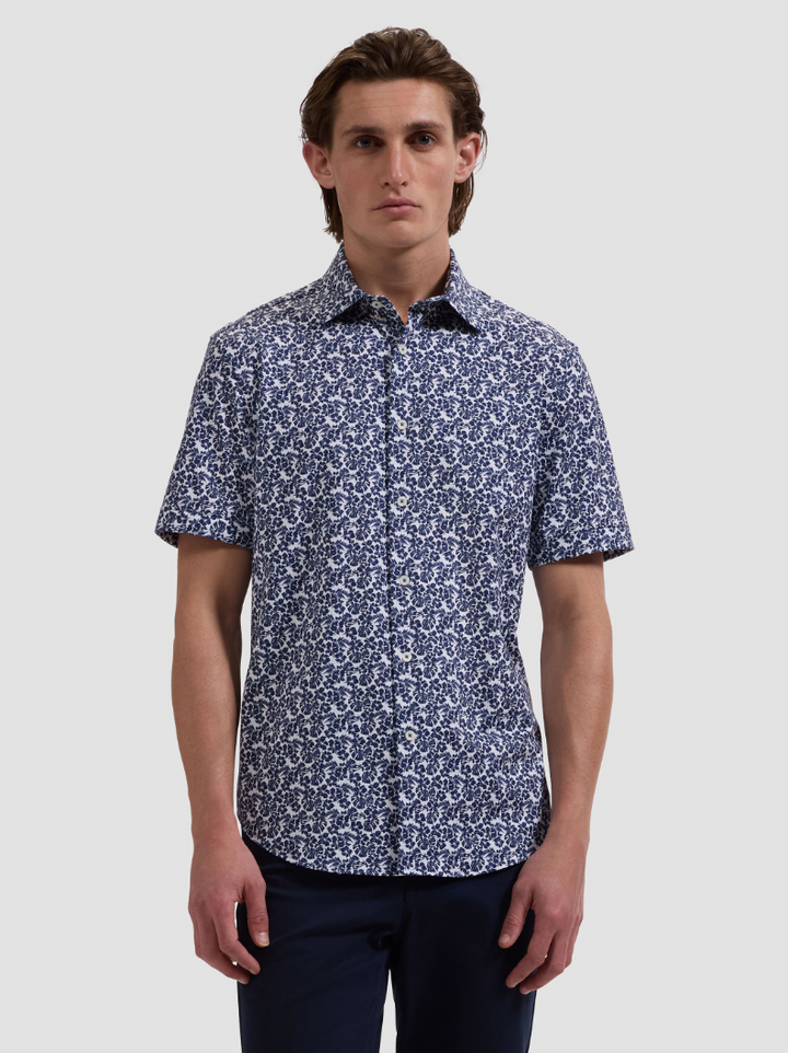 MILES SHORT SLEEVE SHIRT (NAVY) - BUGATCHI