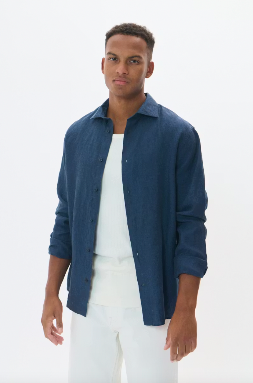 MAMARC LINEN SHIRT (NAVY) - MATINIQUE