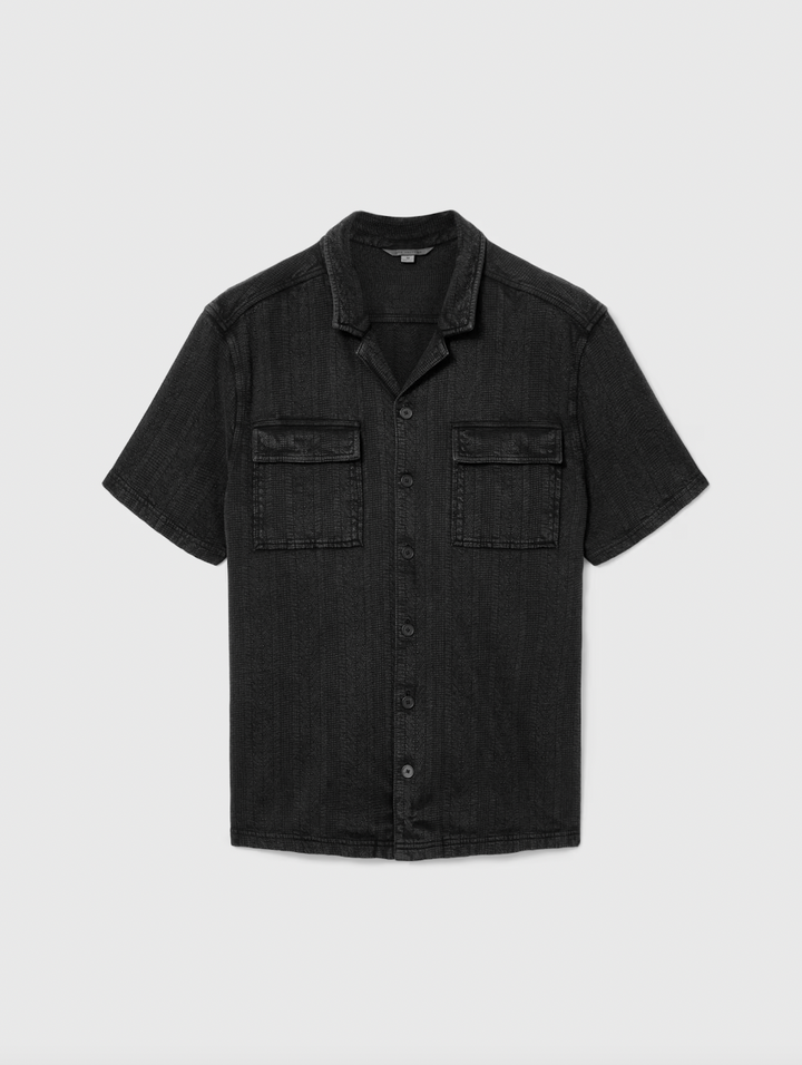 AMADORA CAMP COLLAR SHIRT (BLACK) - JOHN VARVATOS
