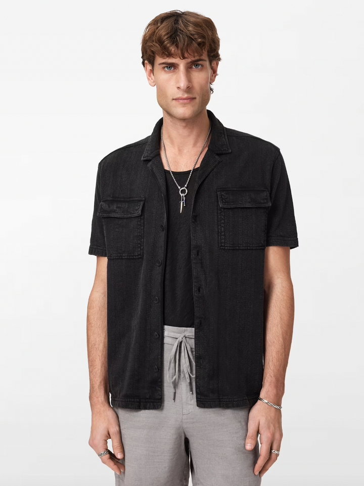 AMADORA CAMP COLLAR SHIRT (BLACK) - JOHN VARVATOS