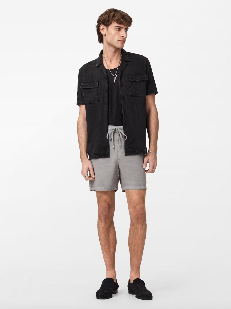 AMADORA CAMP COLLAR SHIRT (BLACK) - JOHN VARVATOS