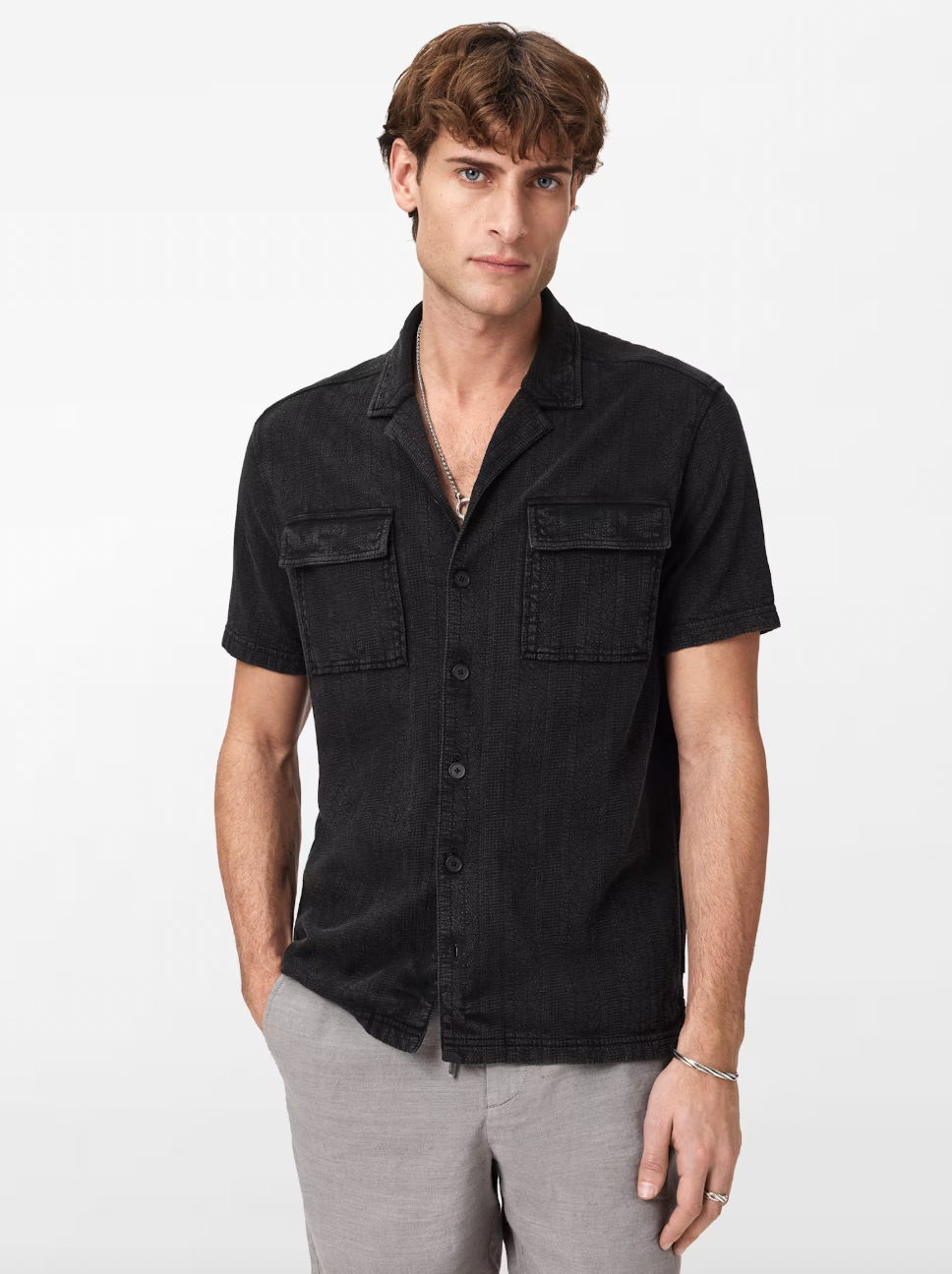 AMADORA CAMP COLLAR SHIRT (BLACK) - JOHN VARVATOS
