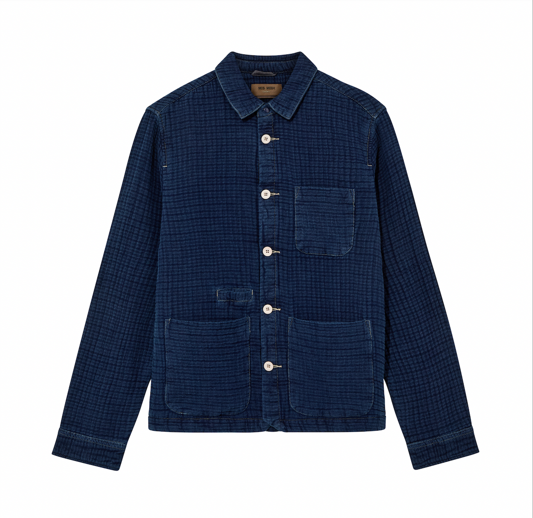DOBBY INDIGO JACKET (INDIGO BLUE) - MOS MOSH GALLERY