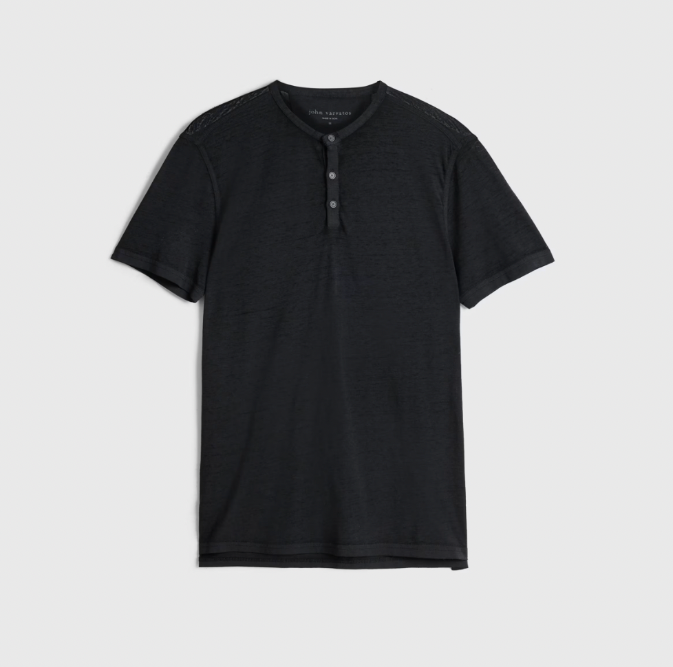 S/S BURNOUT HENLEY (CHARCOAL) - JOHN VARVATOS