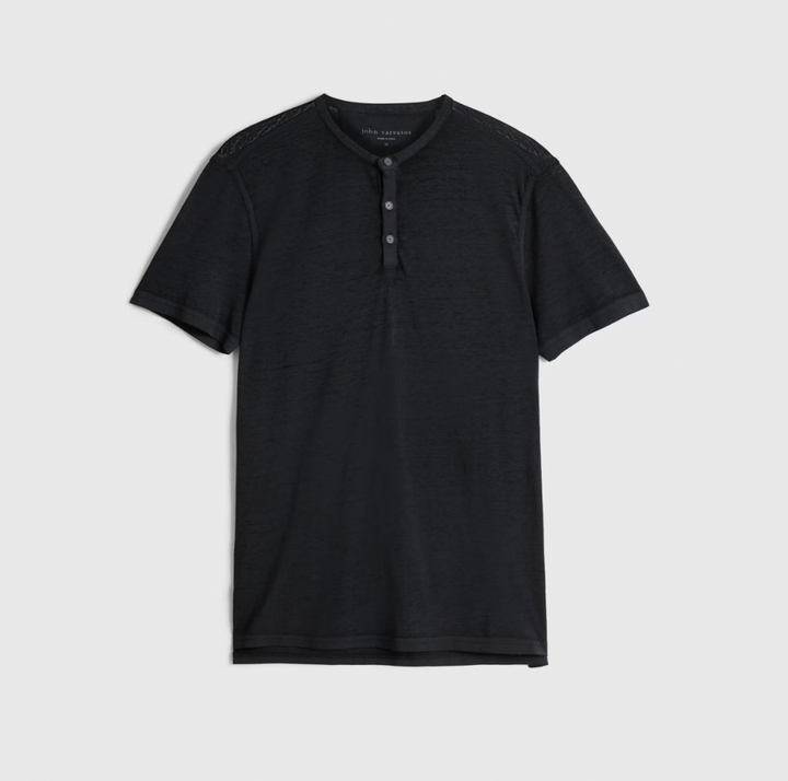 S/S BURNOUT HENLEY (CHARCOAL) - JOHN VARVATOS