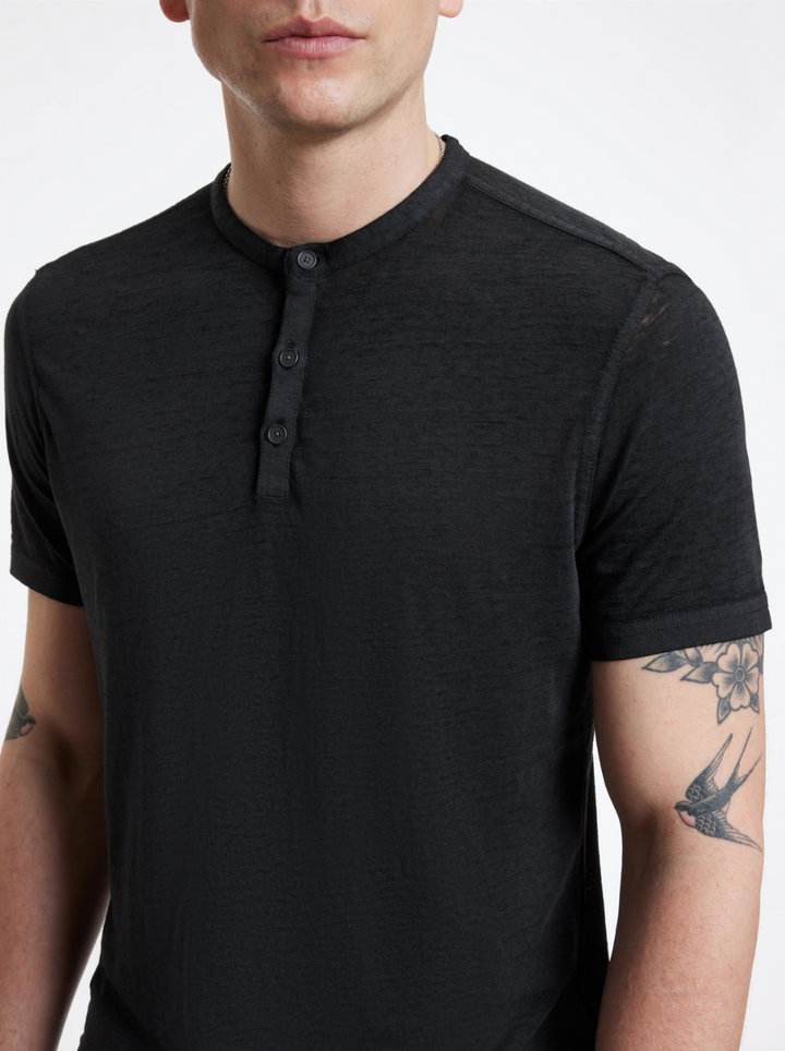 S/S BURNOUT HENLEY (CHARCOAL) - JOHN VARVATOS